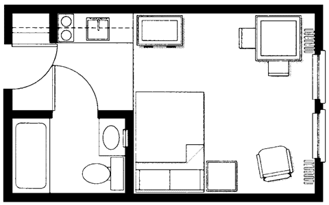 Top view of studio unit.
